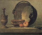 Jean Baptiste Simeon Chardin Bowl two onion copper clepsydras and knife oil painting artist